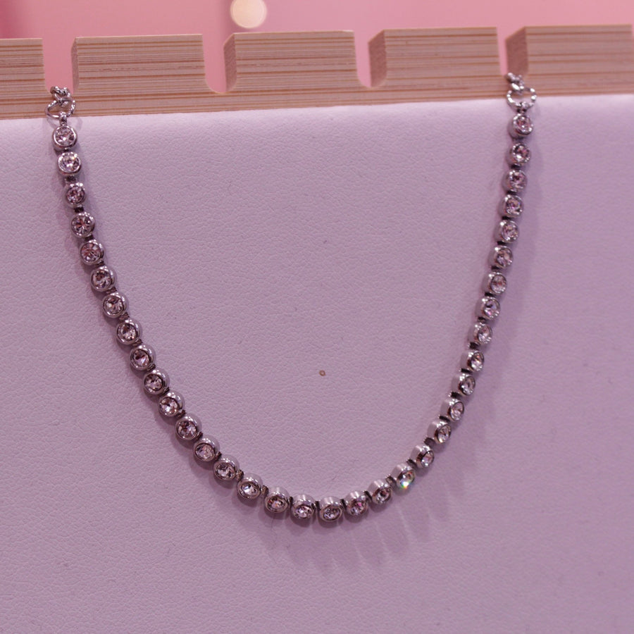 Collana argento con strass