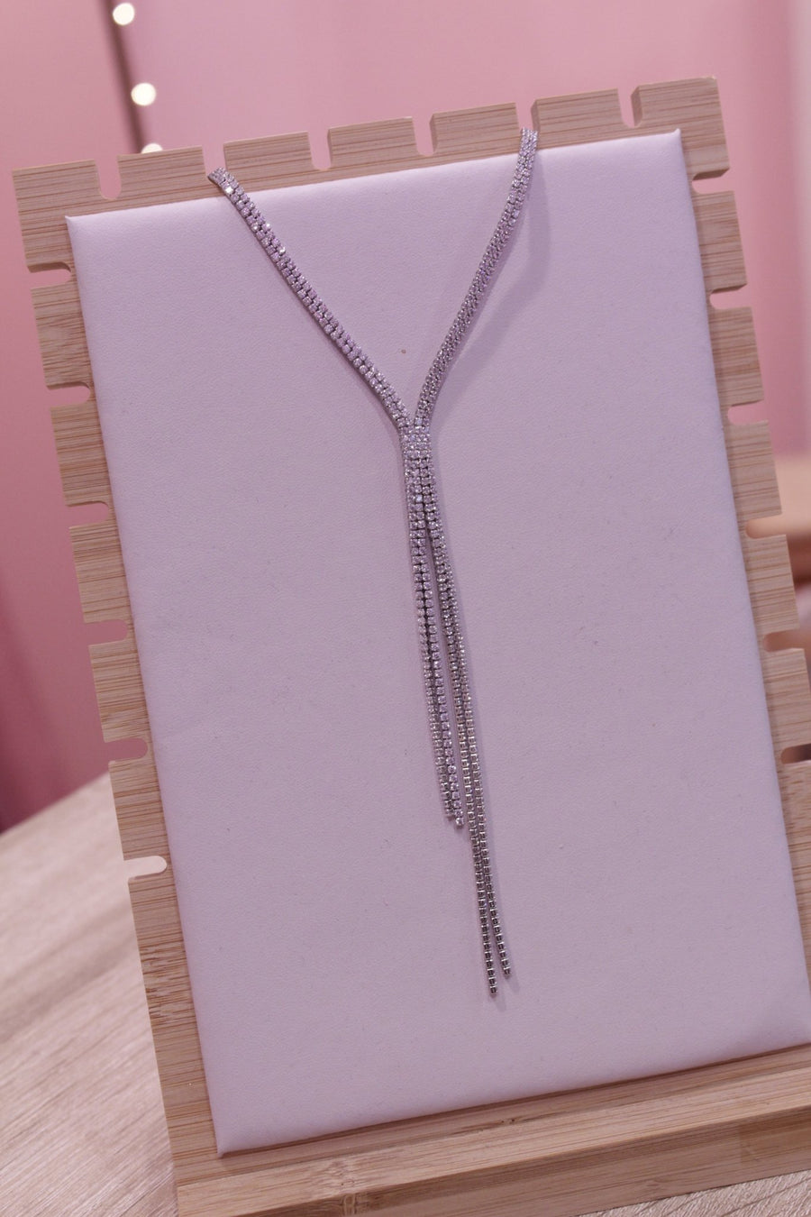 Collana argento con strass pendenti – alternate