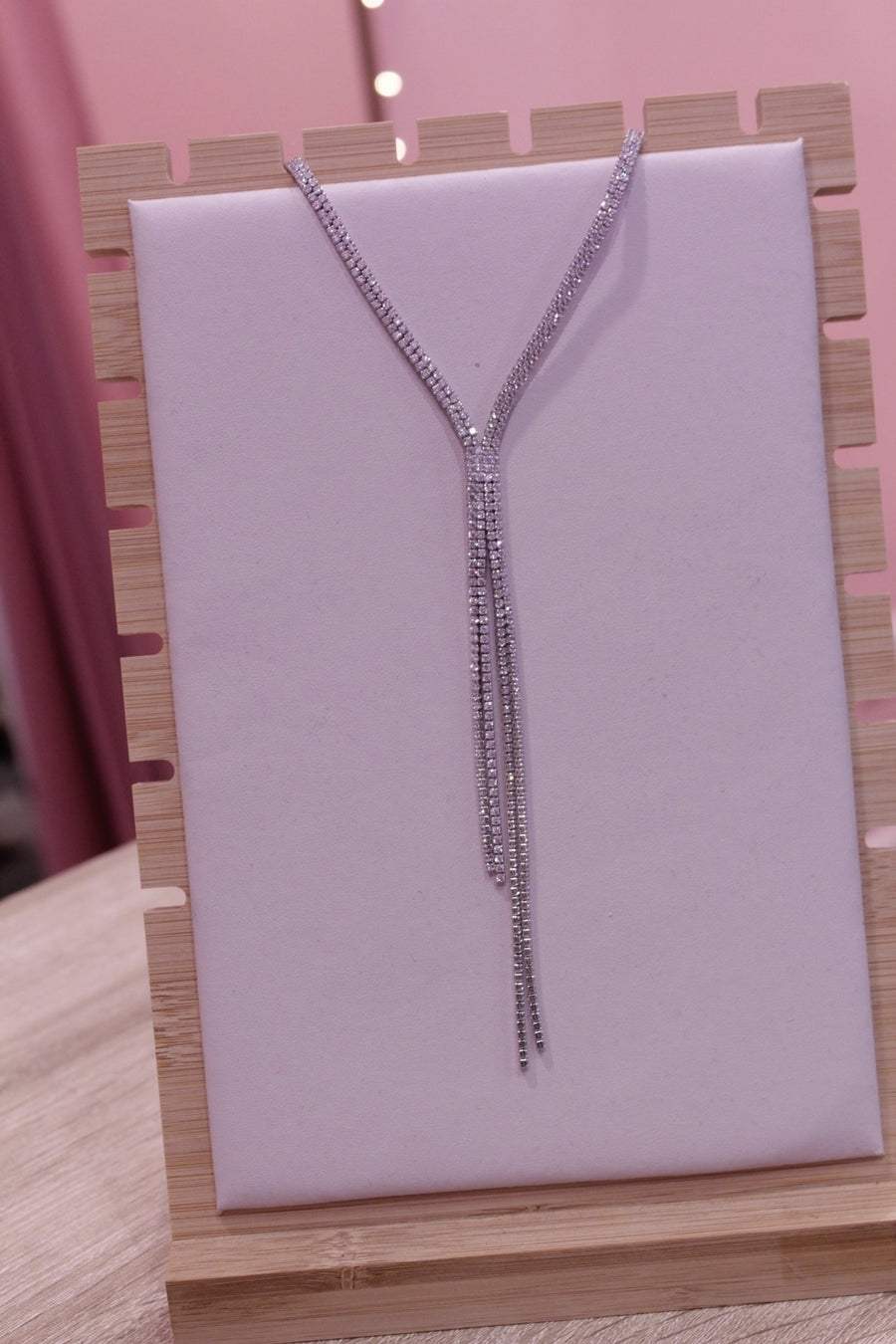 Collana argento con strass pendenti