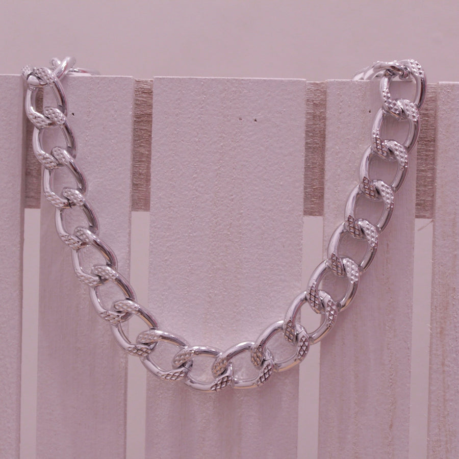 Collana argento maxi-catena con strass – alternate