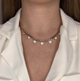 Collana color oro con cuoricini e strass - Follie by Alice