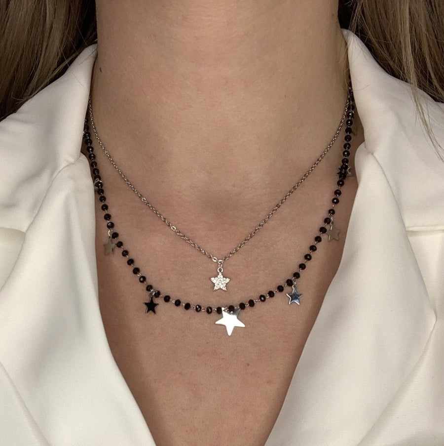 Collana doppio giro con stelline e strass