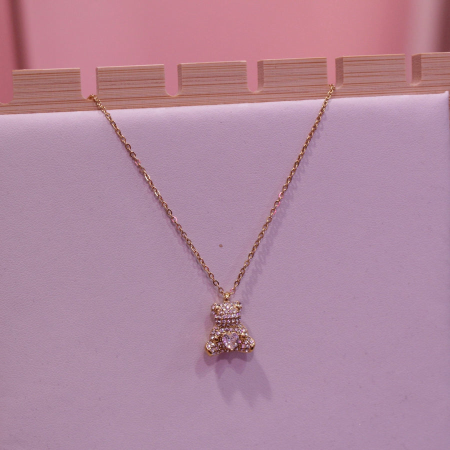 Collana oro orsetto con strass