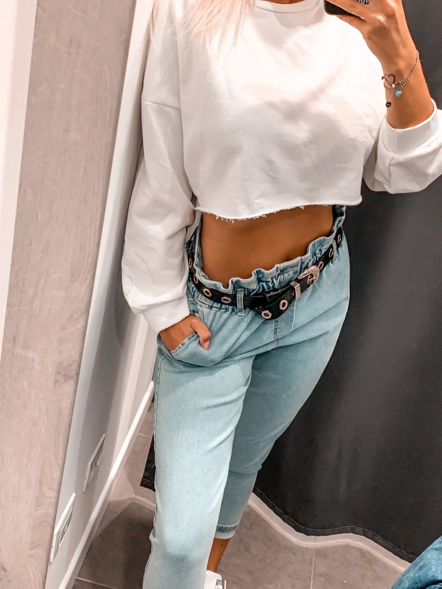 Crop top felpa avorio - Follie by Alice