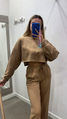 Crop top felpa marrone - Follie by Alice