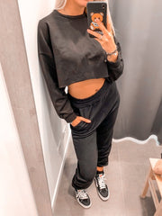 Crop top felpa nera - Follie by Alice