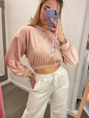Crop top rosa in ciniglia - Follie by Alice