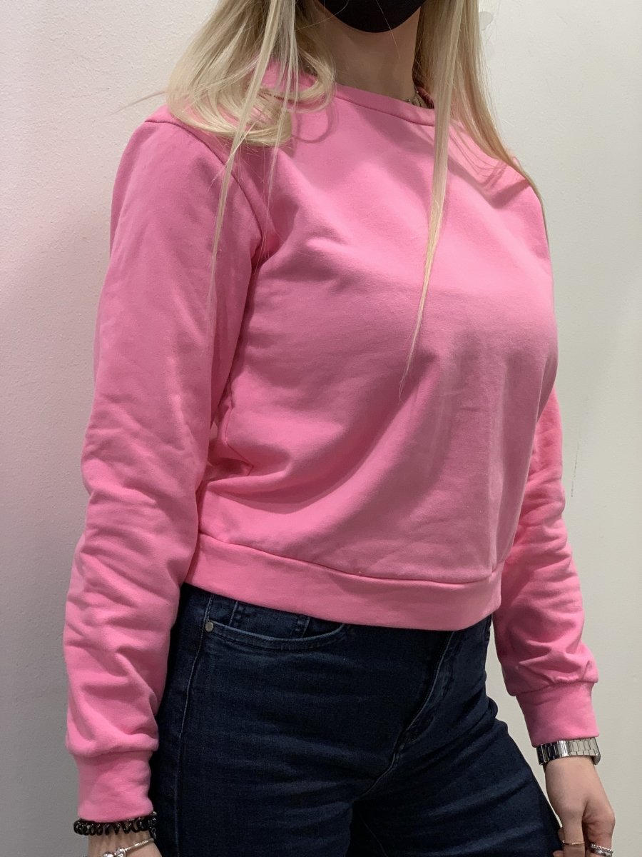 Felpa crop girocollo rosa - Follie by Alice
