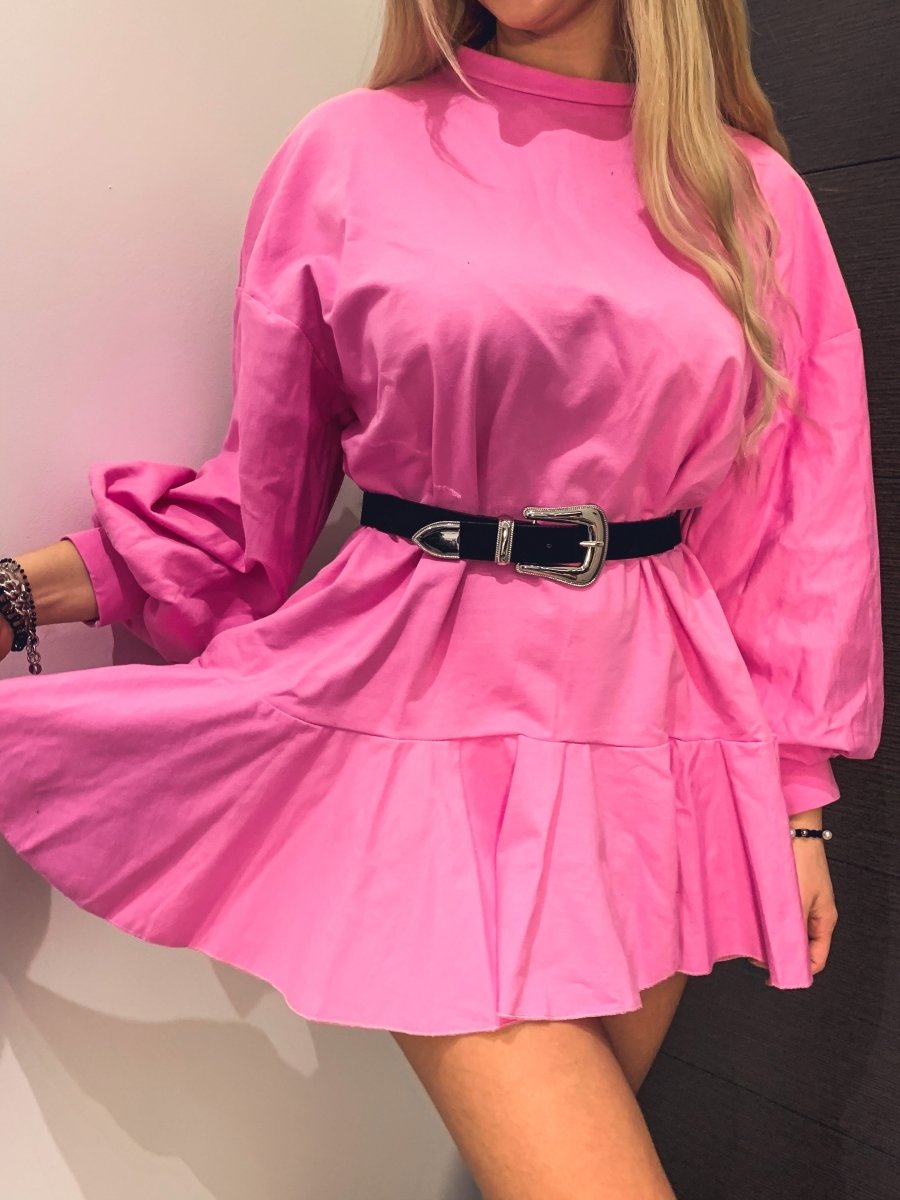 Felpa rosa oversize con volant – alternate
