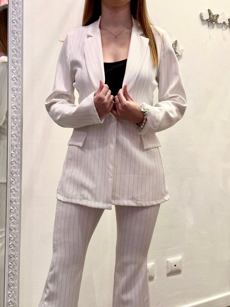 Giacca bianca effetto gessato - Follie by Alice