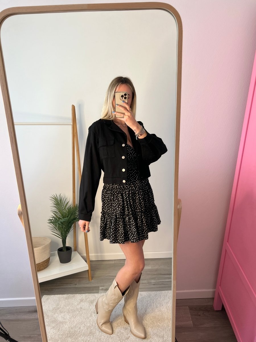 Giacca corta nera con taschini - Follie by Alice