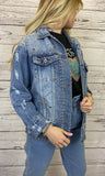 Giacca di jeans con borchie argento e perline - Follie by Alice