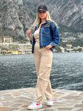 Giacca di jeans con borchie argento e perline - Follie by Alice