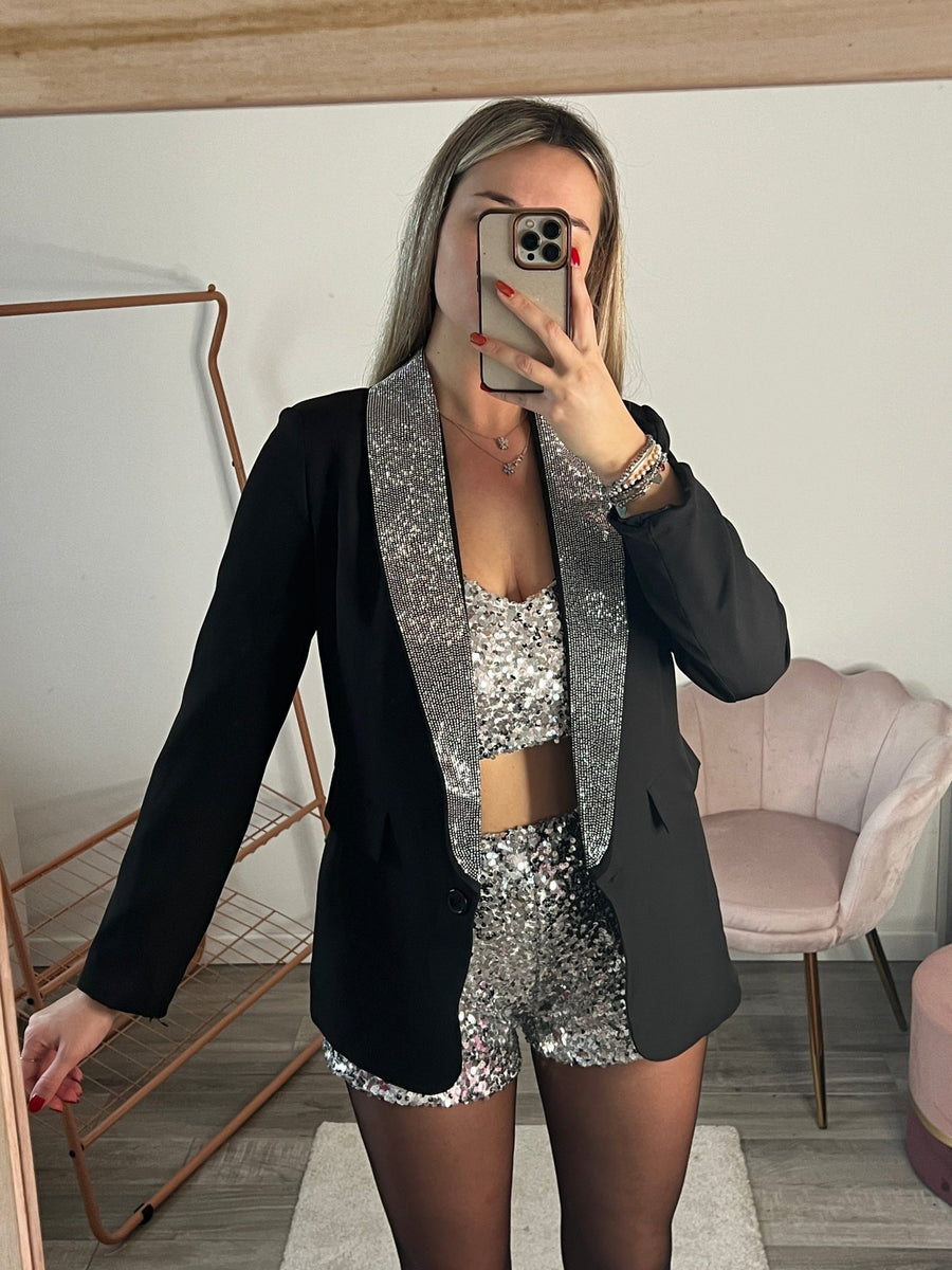 Giacca nera con strass gioiello – alternate