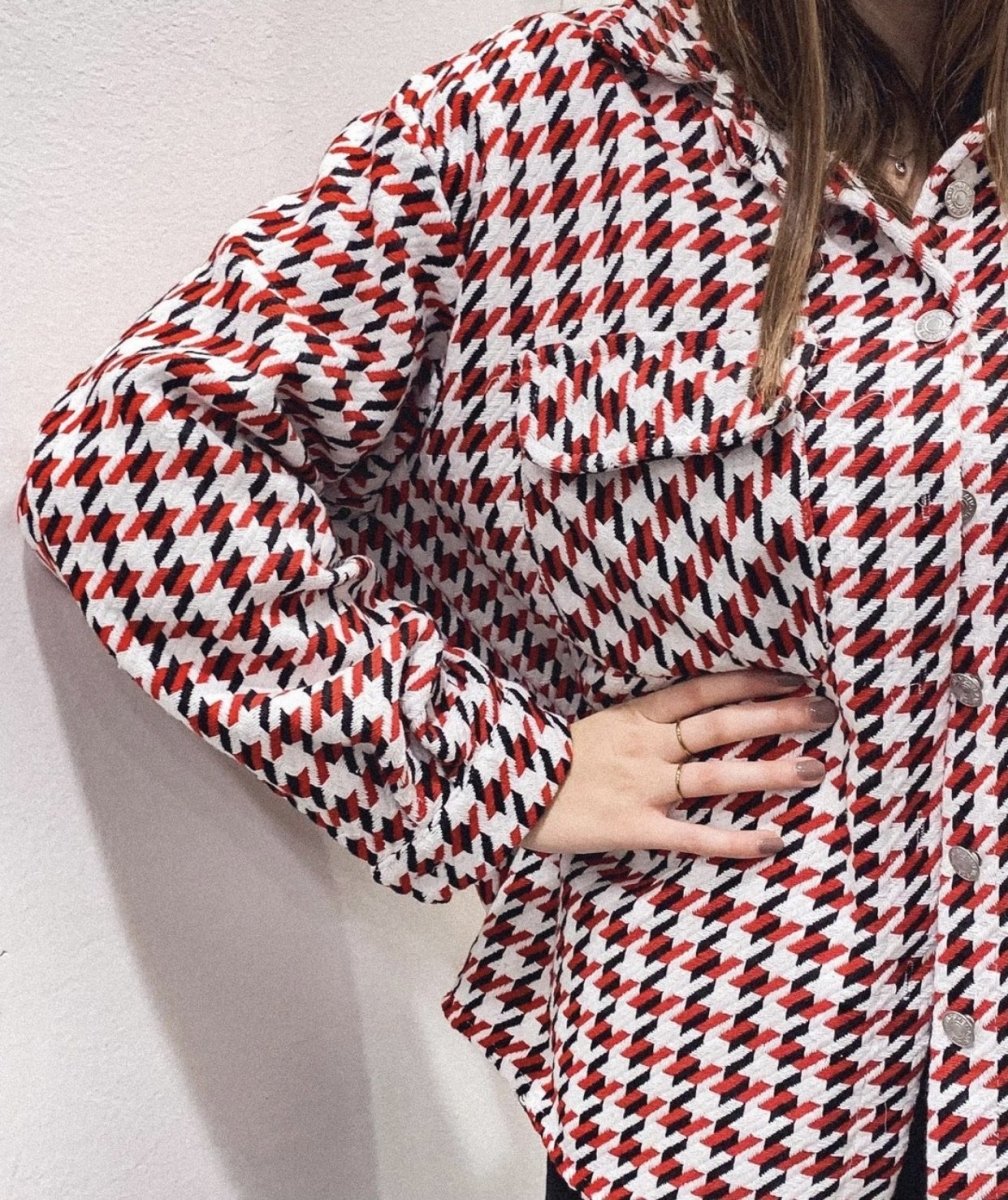 Giacca pied de poule bianca, rossa e nera - Follie by Alice