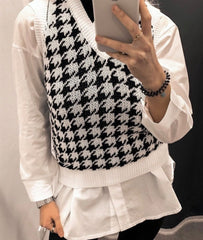 Gilet bianco con fantasia pied-de-poule - Follie by Alice