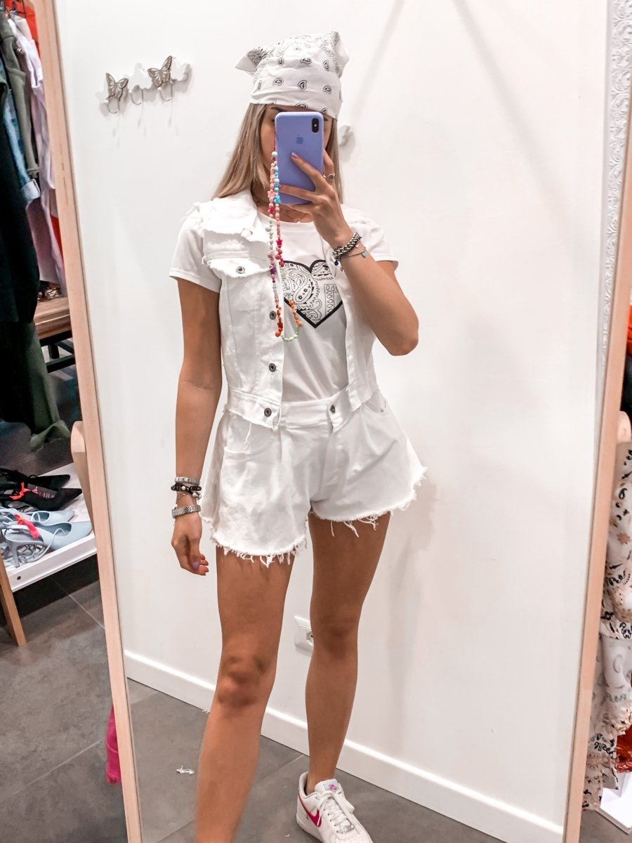 Gilet bianco di jeans sfrangiato - Follie by Alice