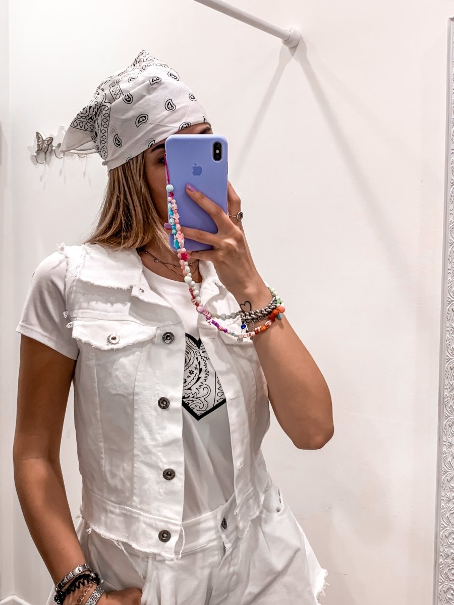 Gilet bianco di jeans sfrangiato - Follie by Alice