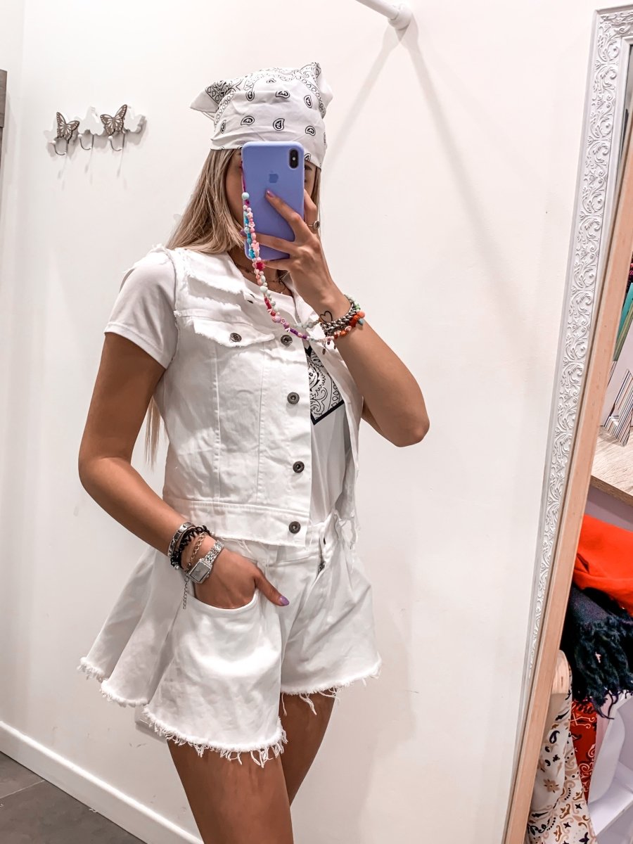 Gilet bianco di jeans sfrangiato - Follie by Alice