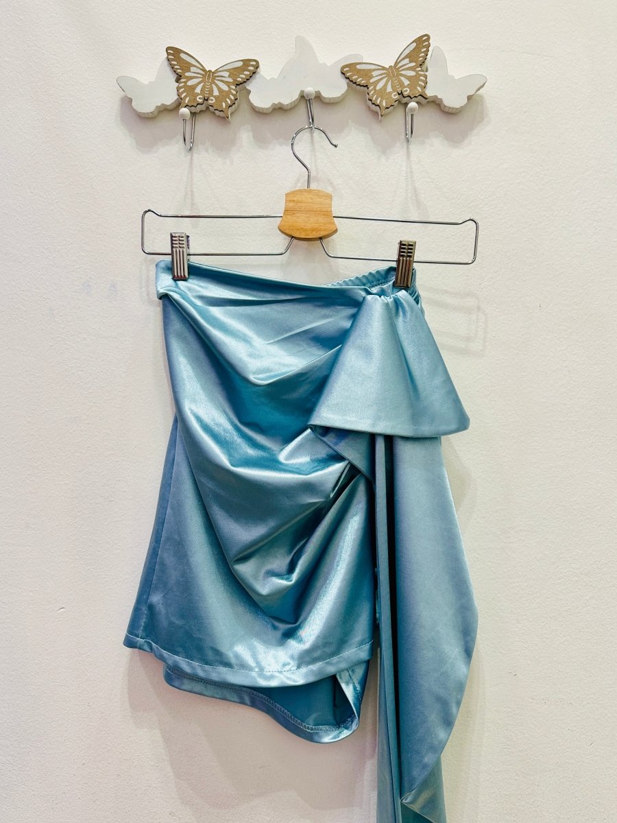 Gonna azzurra drappeggiata effetto satin - Follie by Alice