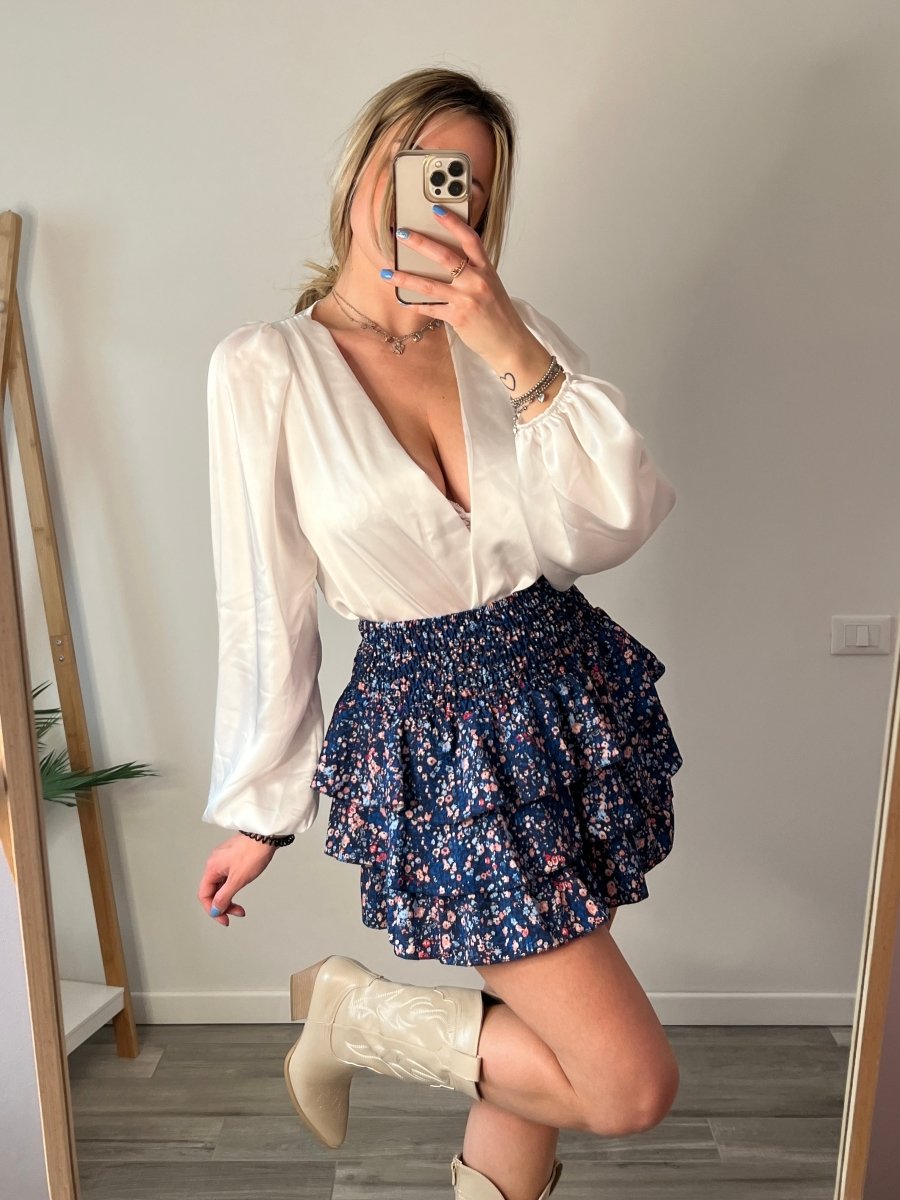 Gonna blu a balze con fiorellini - Follie by Alice