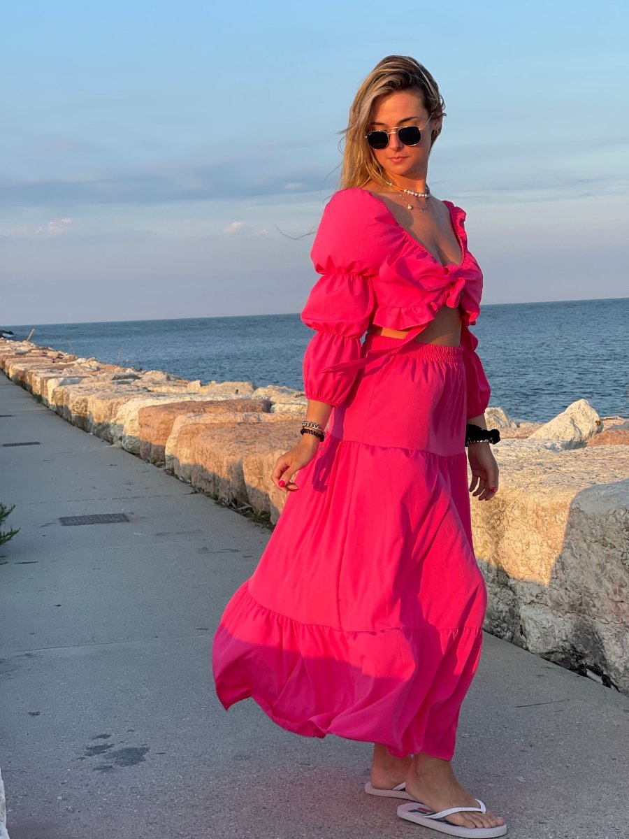 Gonna fucsia a balze con spacco - Follie by Alice