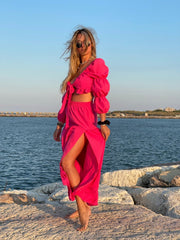 Gonna fucsia a balze con spacco - Follie by Alice