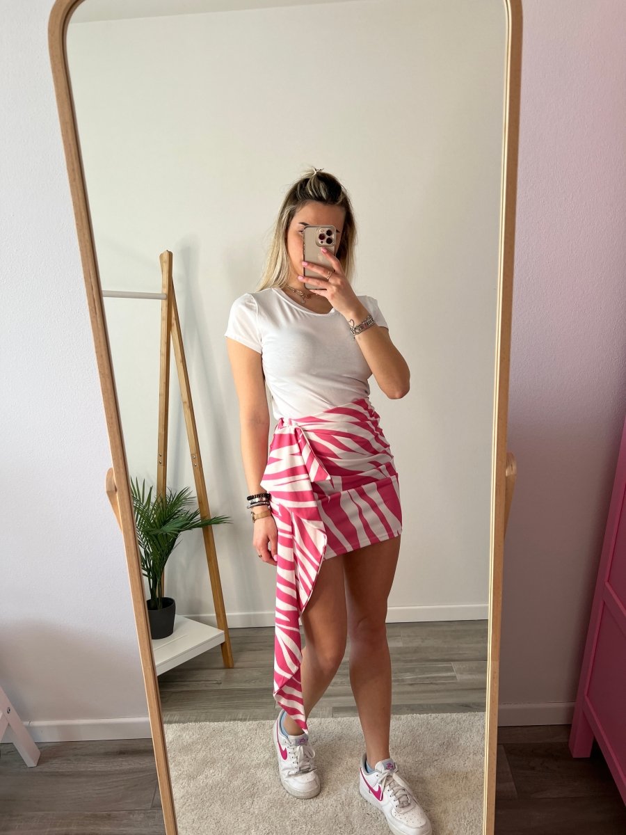 Gonna fucsia e bianca drappeggiata con fiocco - Follie by Alice