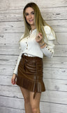 Gonna in similpelle plissettata color marrone - Follie by Alice
