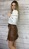 Gonna in similpelle plissettata color marrone - Follie by Alice