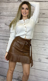 Gonna in similpelle plissettata color marrone - Follie by Alice