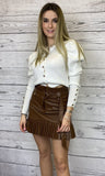 Gonna in similpelle plissettata color marrone - Follie by Alice