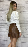 Gonna in similpelle plissettata color marrone - Follie by Alice