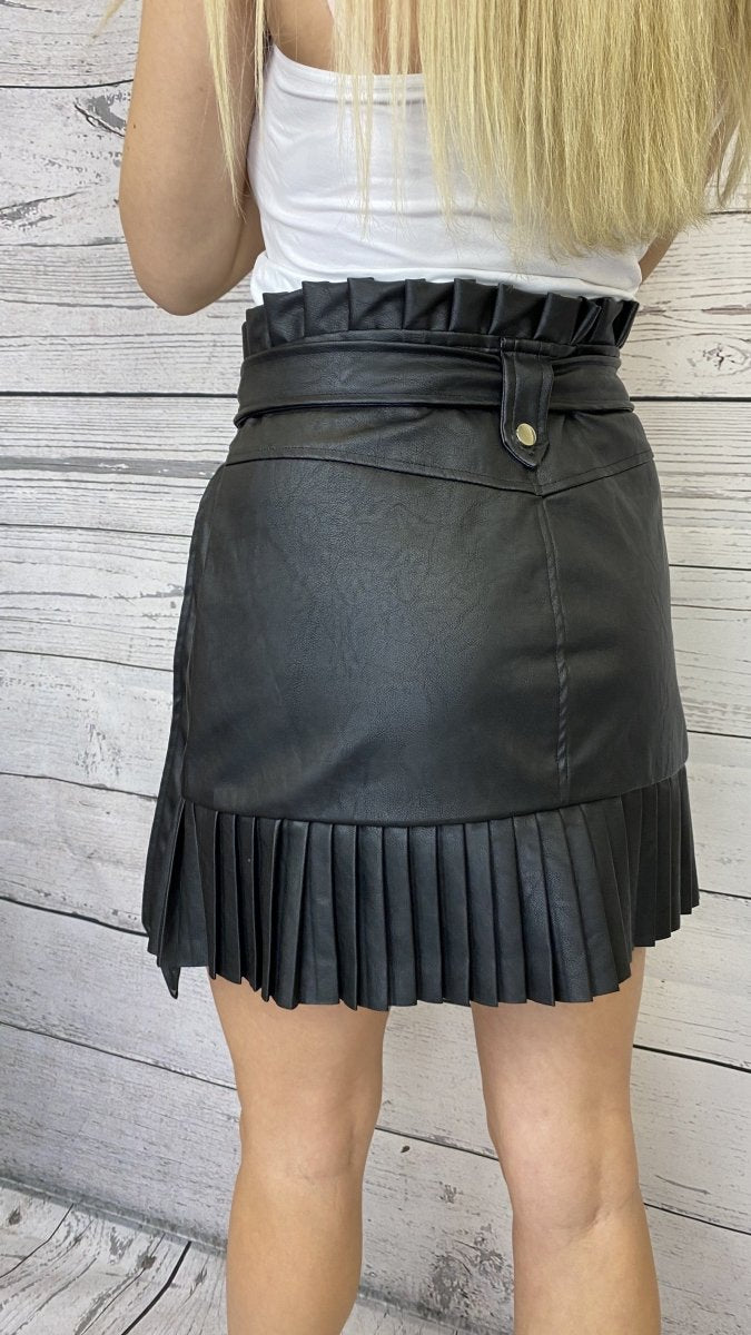 Gonna in similpelle plissettata colore nero – alternate