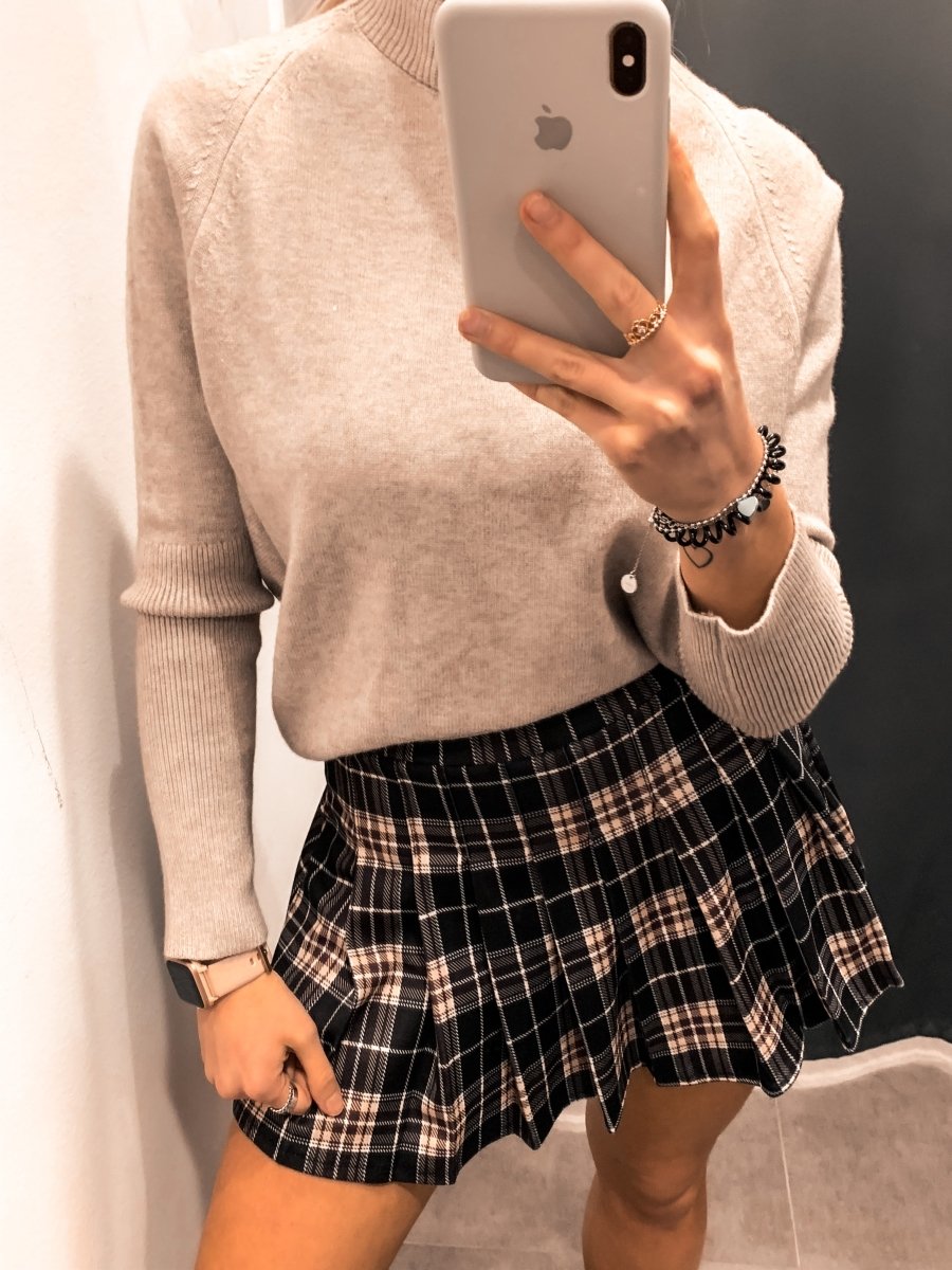 Gonna nera e beige a quadri - Follie by Alice
