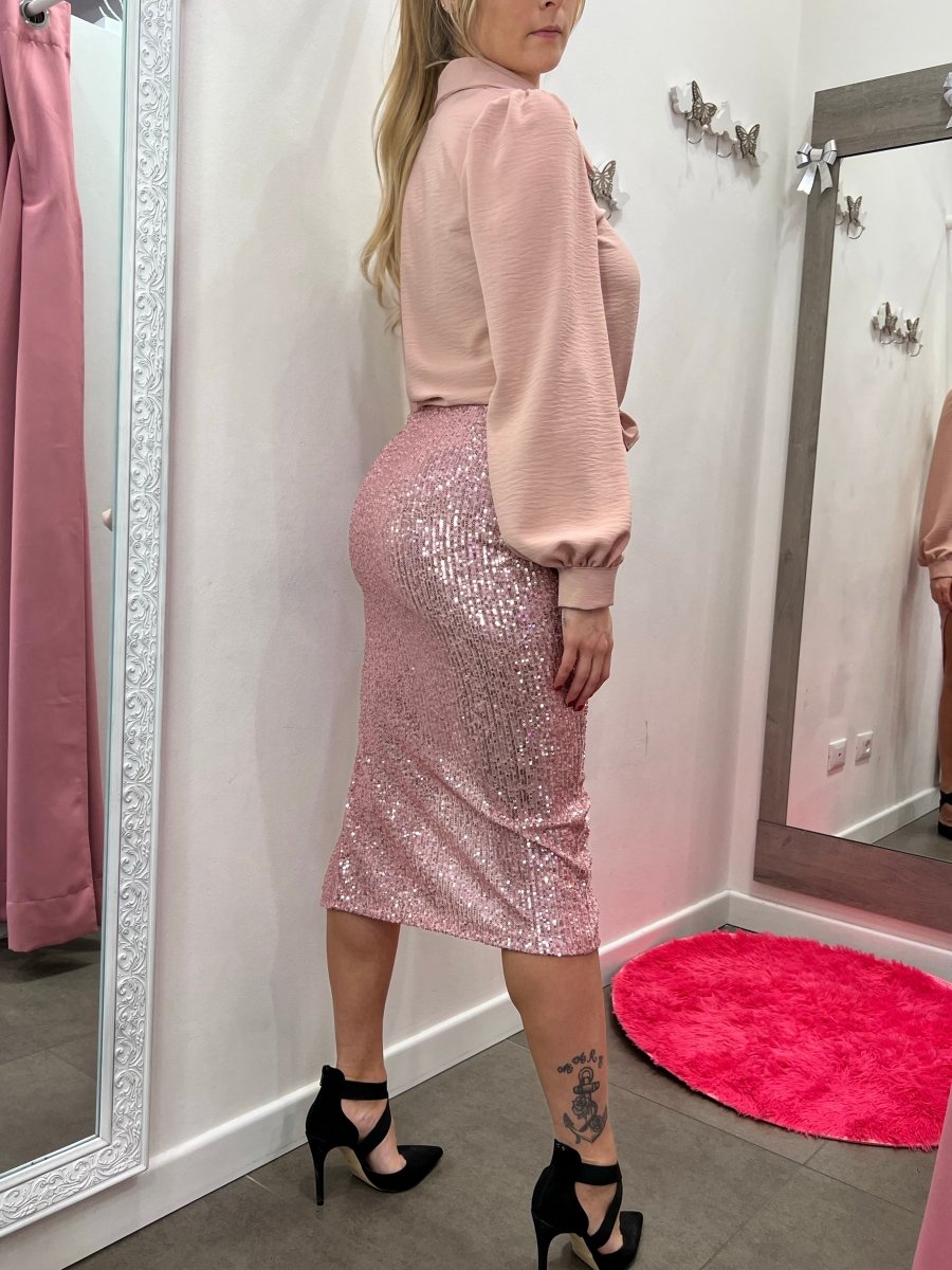 Gonna rosa drappeggiata con paillettes - Follie by Alice