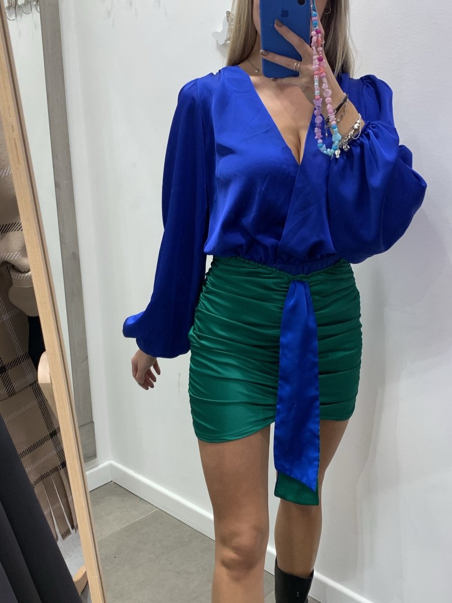 Gonna verde drappeggiata con fiocco – alternate