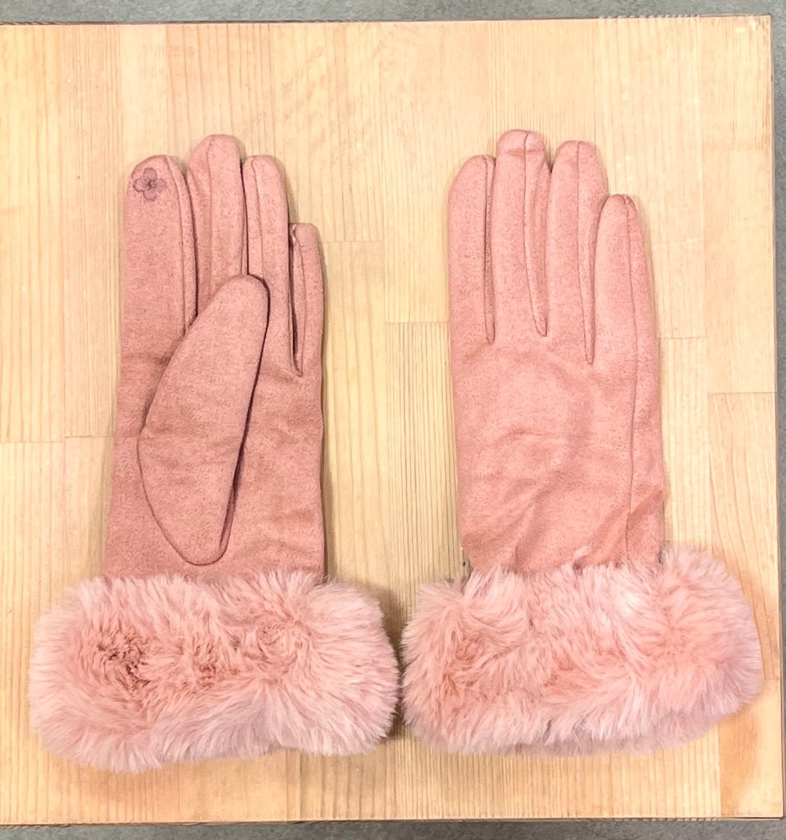 Guanti rosa con polsini in pelliccia sintetica - Follie by Alice