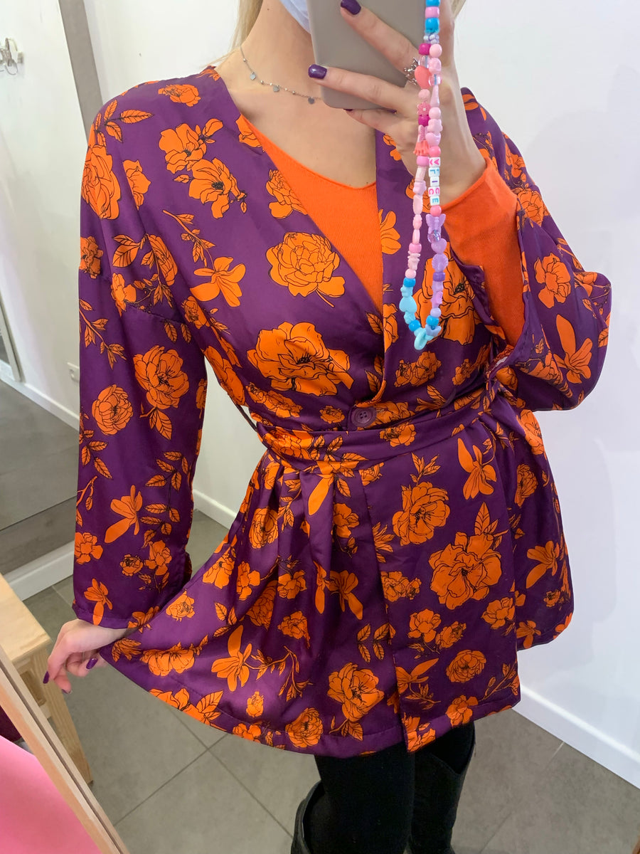 Vestitino viola con stampa fiori