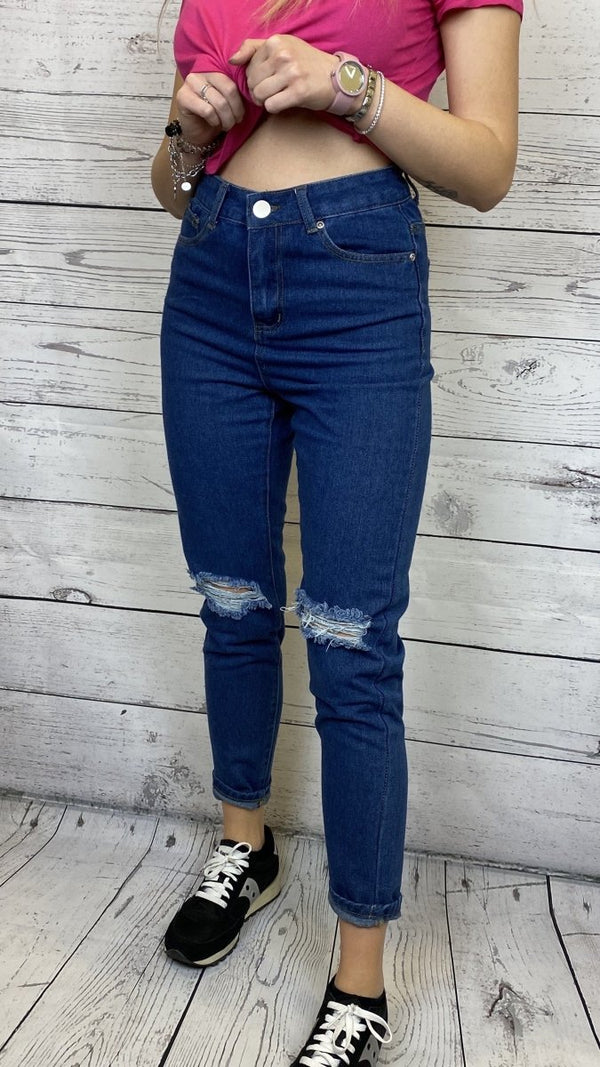 Jeans a vita alta effetto consumato - Follie by Alice