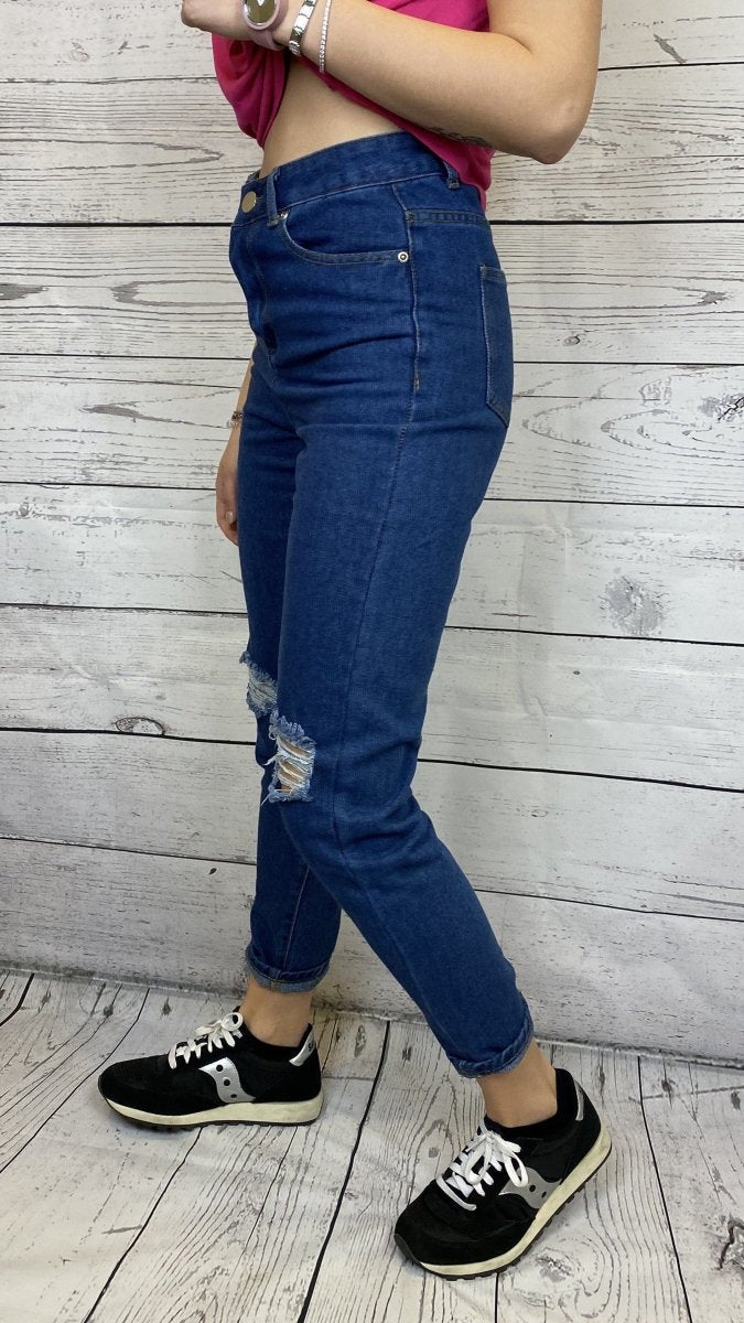 Jeans a vita alta effetto consumato - Follie by Alice