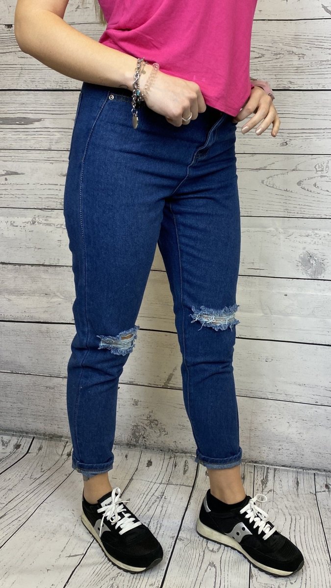 Jeans a vita alta effetto consumato - Follie by Alice