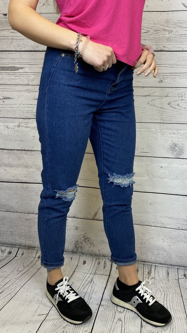 Jeans a vita alta effetto consumato - Follie by Alice