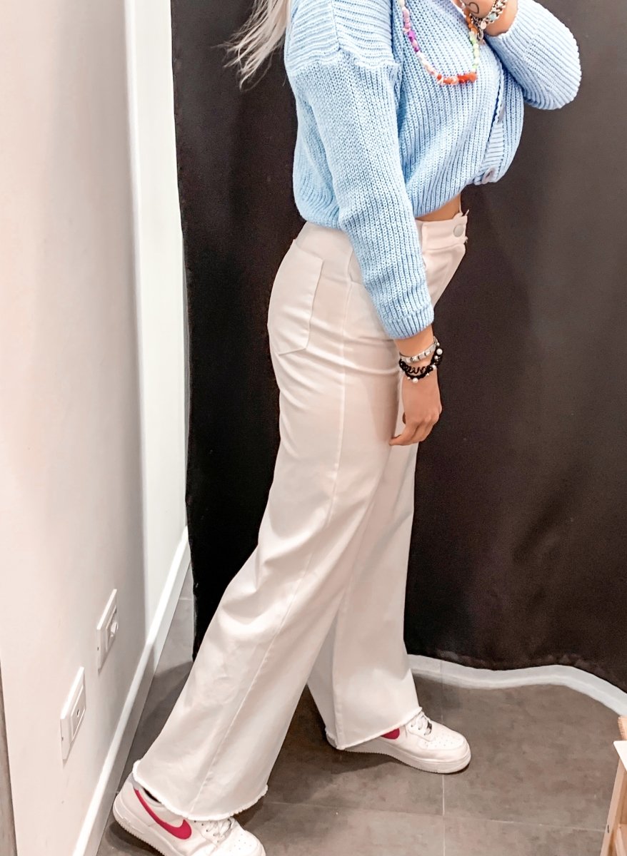 Jeans bianchi con fondo ampio - Follie by Alice