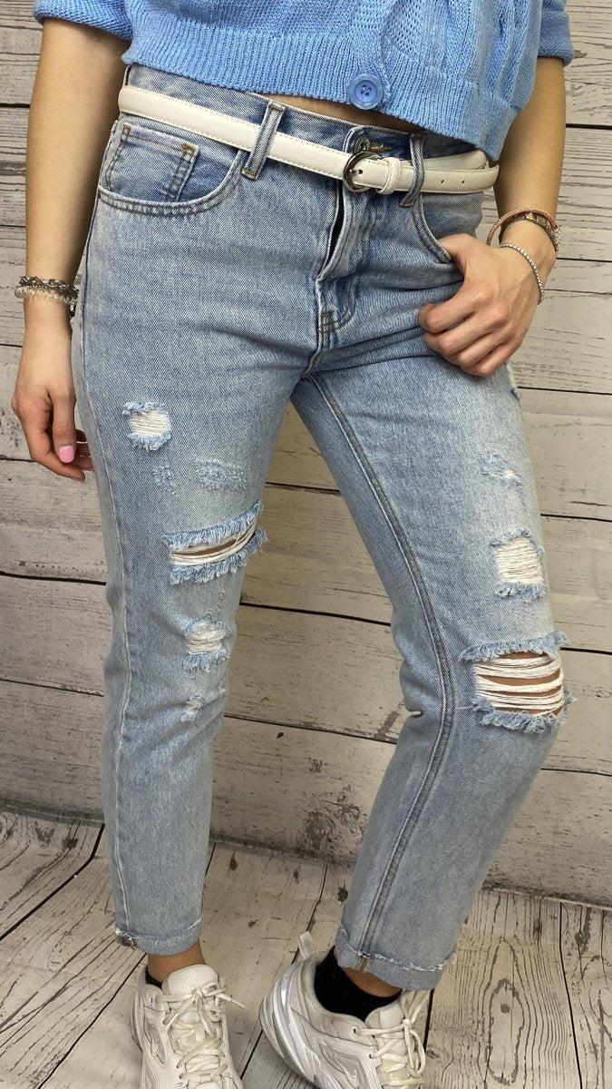 Jeans lavaggio chiaro con strappi - Follie by Alice