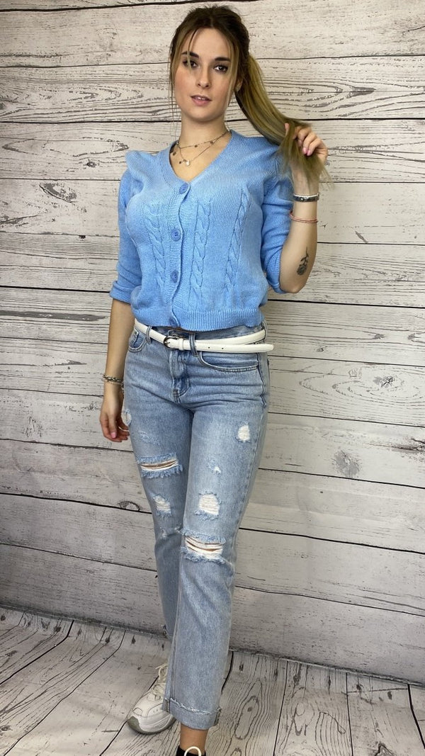 Jeans lavaggio chiaro con strappi - Follie by Alice