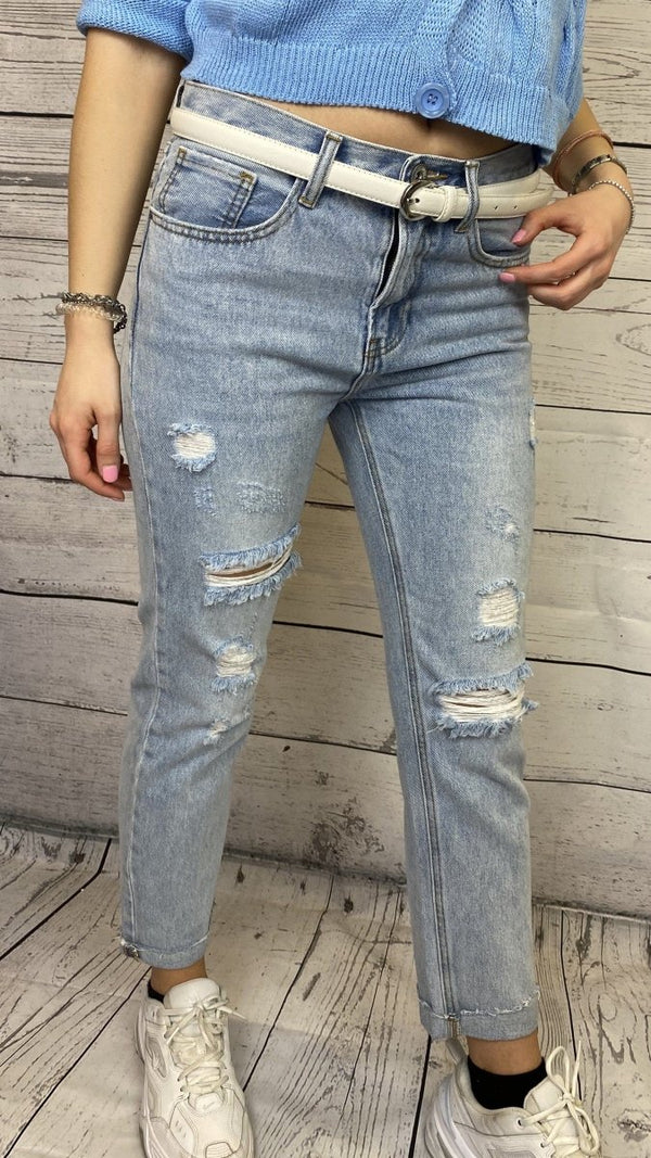 Jeans lavaggio chiaro con strappi - Follie by Alice