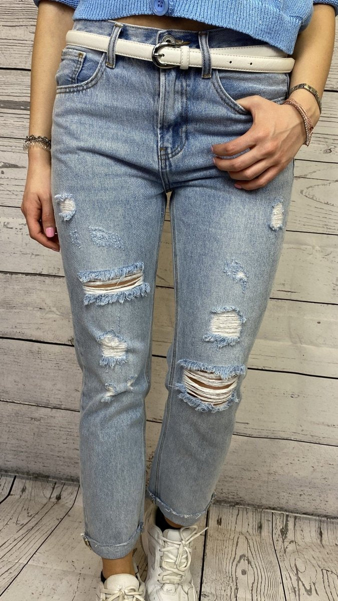 Jeans lavaggio chiaro con strappi - Follie by Alice