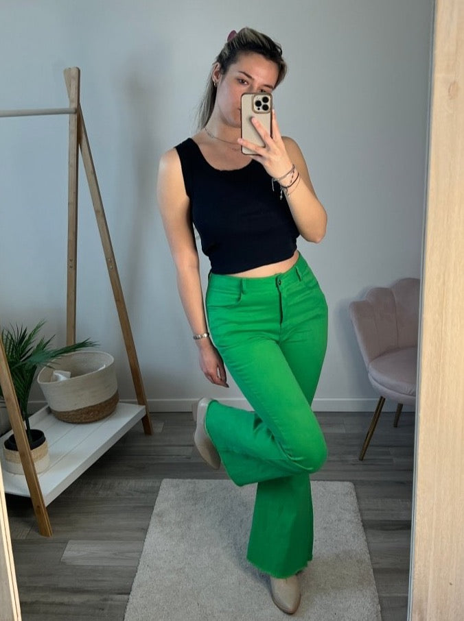 Jeans verde fluo a zampa - Follie by Alice