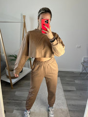 Joggers camel con personalizzazione ricamata - Follie by Alice
